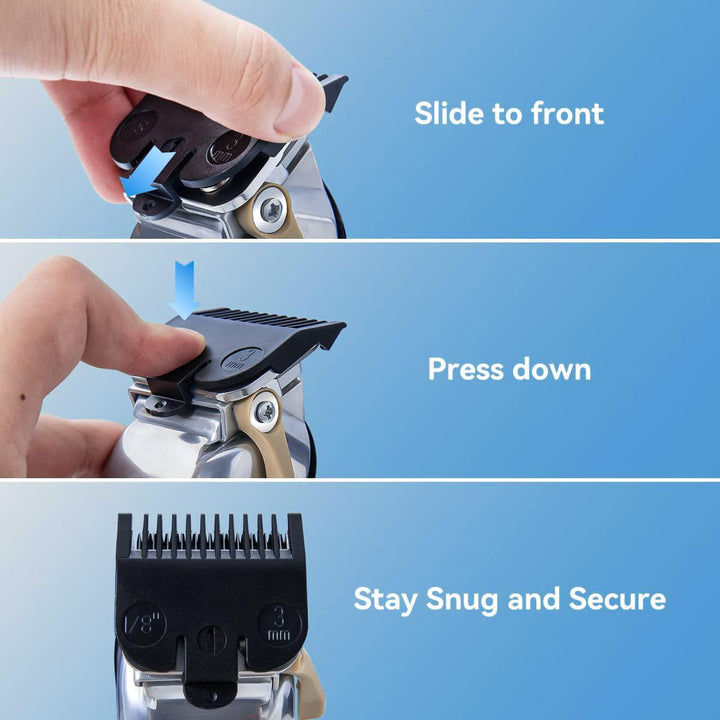 Clipper Guards Set Fits for Most Wahl Clippers and Babyliss FX870, Clipper Guides Replacement - 1/16”, 1/8", 3/16", 3 Piece Set, Black Color