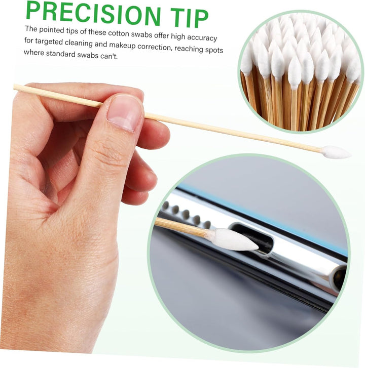 500Pcs Long Precision Cotton Swabs Ear Cleaning Swabs Makeup Applicator Sticks Cotton Tipped Applicator Keyboard Cleaning Tools