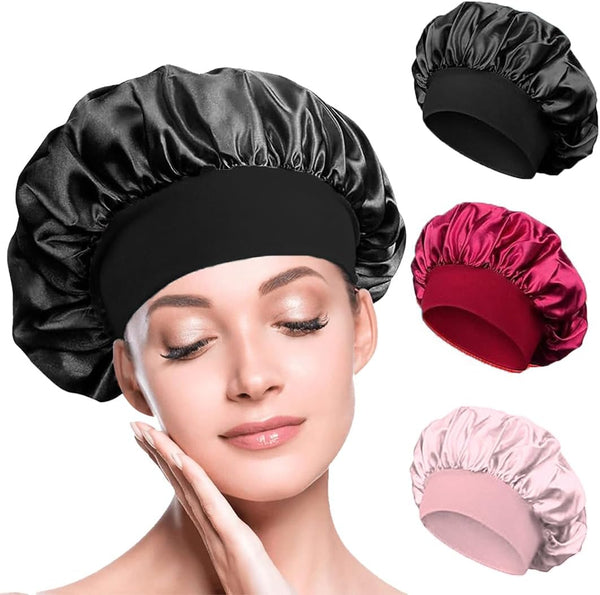 Satin Bonnet, Silk Bonnet for Sleeping, Night Hair Sleeping Caps with Wide Elastic Band, Satin Cap Is Suitable for Long and Curly Hair