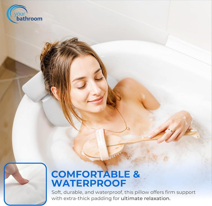 Bath Pillow – Waterproof Bath Cushion with 7 Suction Cups, Non-Slip Bath Pillows for Head and Neck Support | Ultimate Relaxation and Comfort, Ideal for Relaxation & Meditation in the Tub
