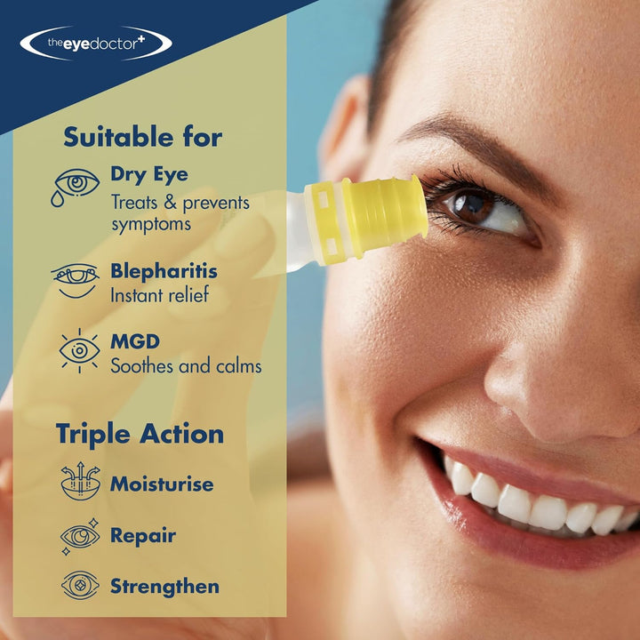 Dry Eye Drops, Advanced Triple Action Formula – Lipid-Based Eye Drop for MGD, Blepharitis & Evaporative Dry Eye, Preservative Free, Contact Lens Friendly, 300 Drops, 10Ml