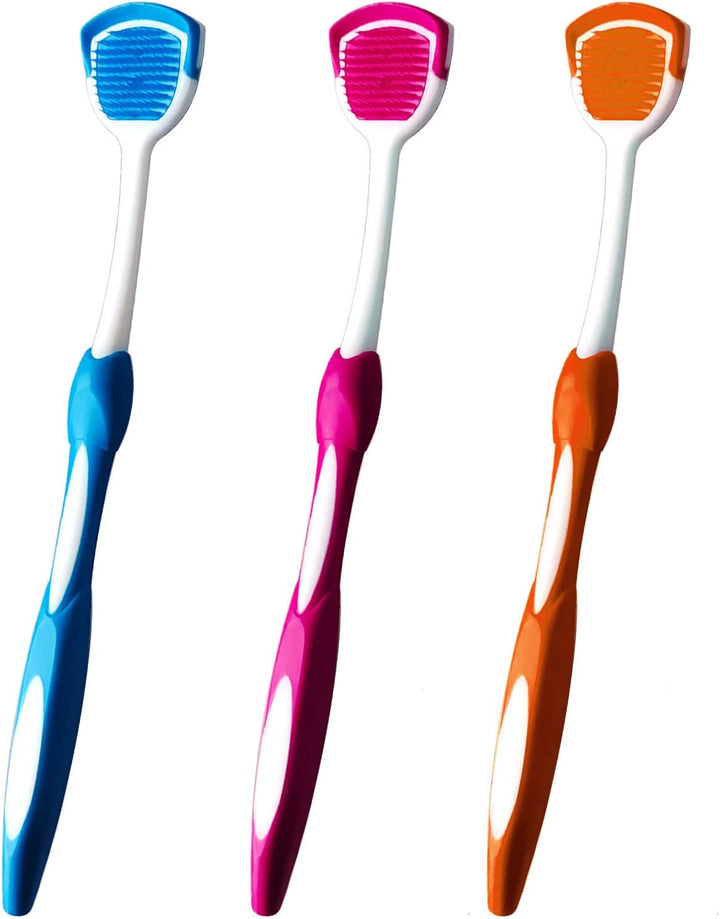 Tongue Brush, Tongue Scraper, Tongue Cleaner, Tongue Brushes Helps Fight Bad Breath, 3 Tongue Scrapers (Blue&Green&Red)