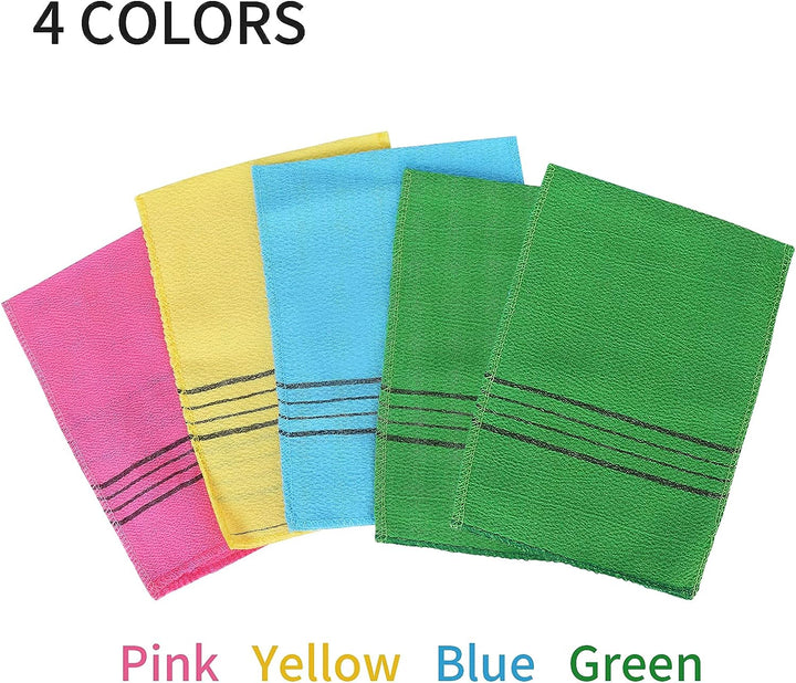 5Pcs Asian Exfoliating Washcloth Italy Towel Korean Exfoliating Mitt Dual-Sided Exfoliating Glove for Removing Dead Skin Callus Scrubbing Shower Spa Scrub Mitt Bath Accessories