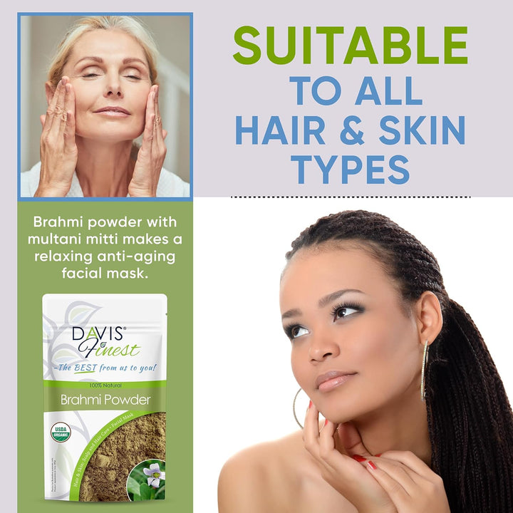 Organic Brahmi Powder 250G, Ayurvedic, Hair Growth, Dry Scalp, Damaged Thinning Hair, Reduce Split Ends, Hair Fall & Hair Breakage