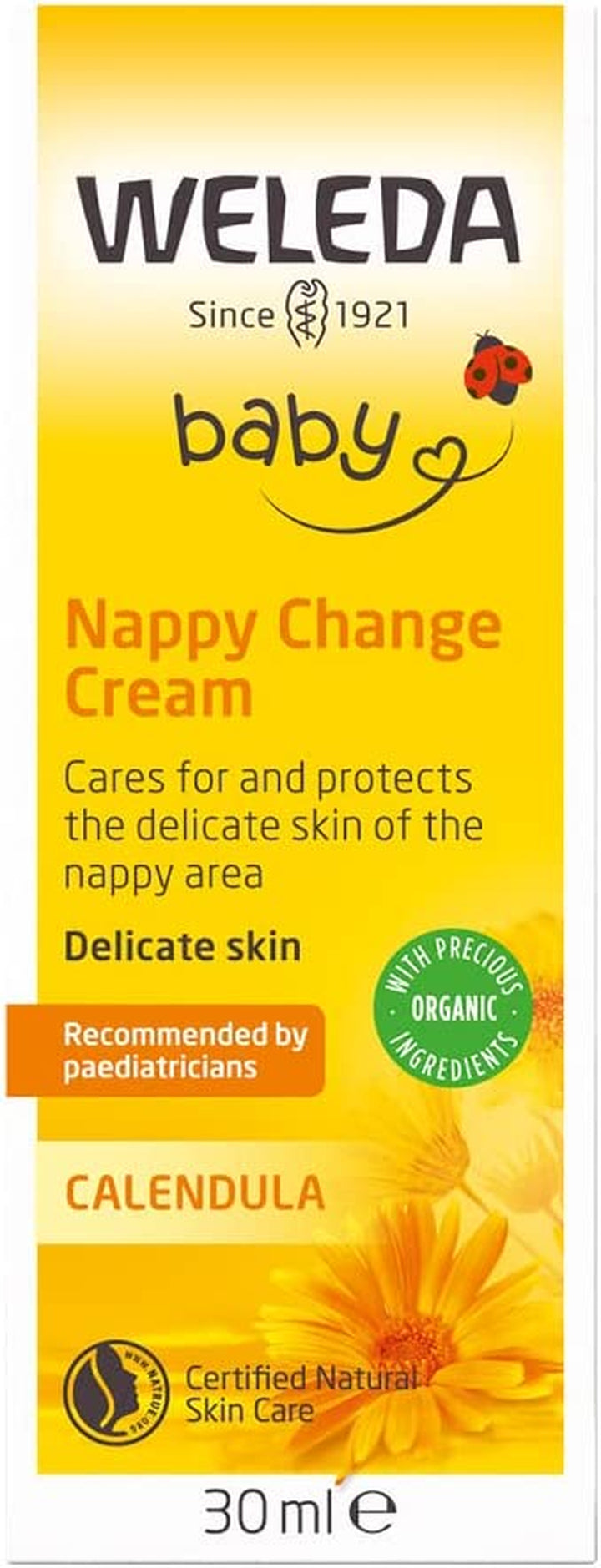 Nappy Cream with Calendula, Barrier Cream for Baby, Lanolin, Dermatologically Tested, Gentle Protection, 100% Certified Natural, 30 Ml
