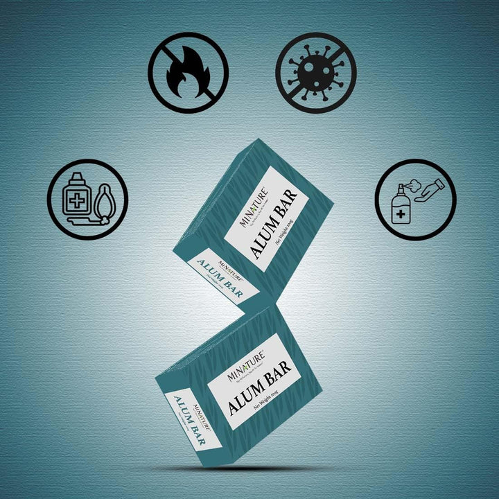 Mi Nature Pure Alum Bar 2 Pack (100G*2) |Natural Phitkari Block |Potassium Alum Stone |Shaving Bar |Skin Astringent |Water Clarifier |Odor Control