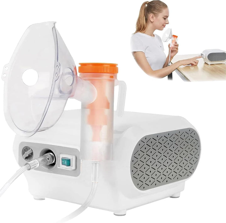 Compact Compressor Household Nebuliser Machine for Adults & Kids, Strong Mist Portable Home-Use Nebulizer (White)