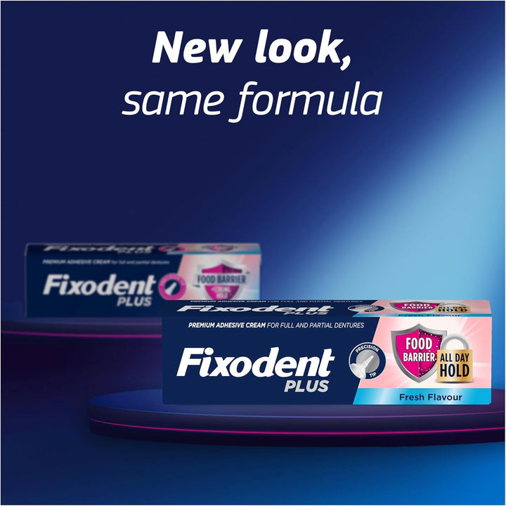 Fixodent plus Food Barrier Denture Adhesive, Fresh Flavour 40G X 3 Multipack