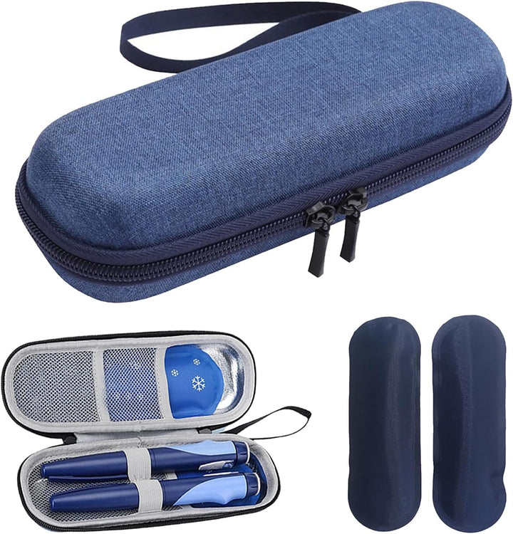 Insulin Cooler Travel Case, Diabetic Travel Case with 2 Nylon Ice Packs (Purple)