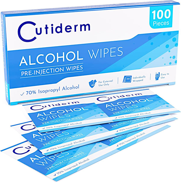 Pre-Injection Alcohol Wipes/Swabs Box of 100 Sachets
