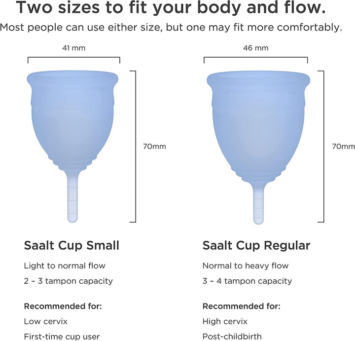 Menstrual Cup - Premium Design - Most Comfortable Period Cup - #1 Active Cup - Wear for 12 Hours - Soft, Flexible, Reusable Medical-Grade Silicone (Regular, Ocean Blue)