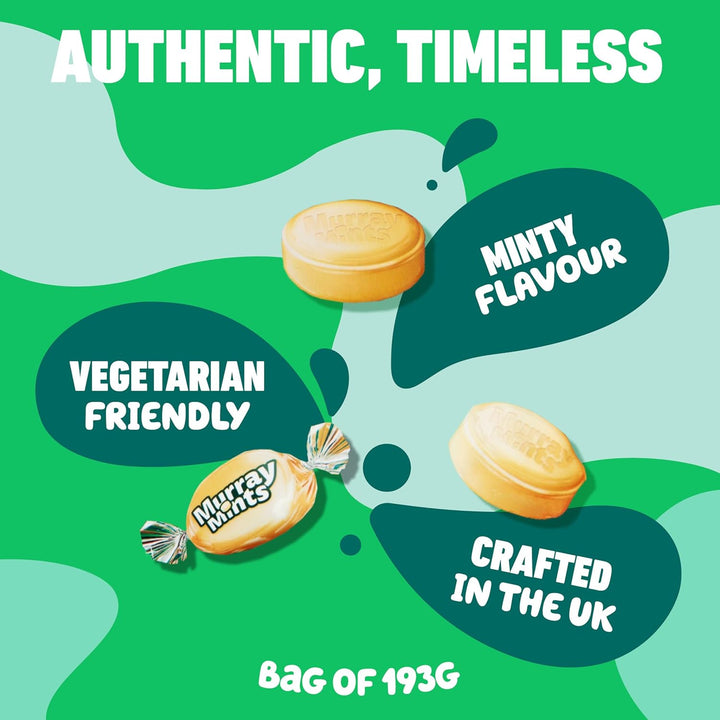 Murray Mints Sweets Bag, Creamy Mint Flavour, 193 G Sharing Pack (Pack of 12)