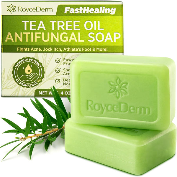 Tea Tree Oil Antifungal Soap – Antifungal Treatment for Face & Body Acne, Athlete'S Foot, Tinea, Folliculitis Ringworm Jock Itch - Refresh & Cleanse with Natural Herbal Extracts