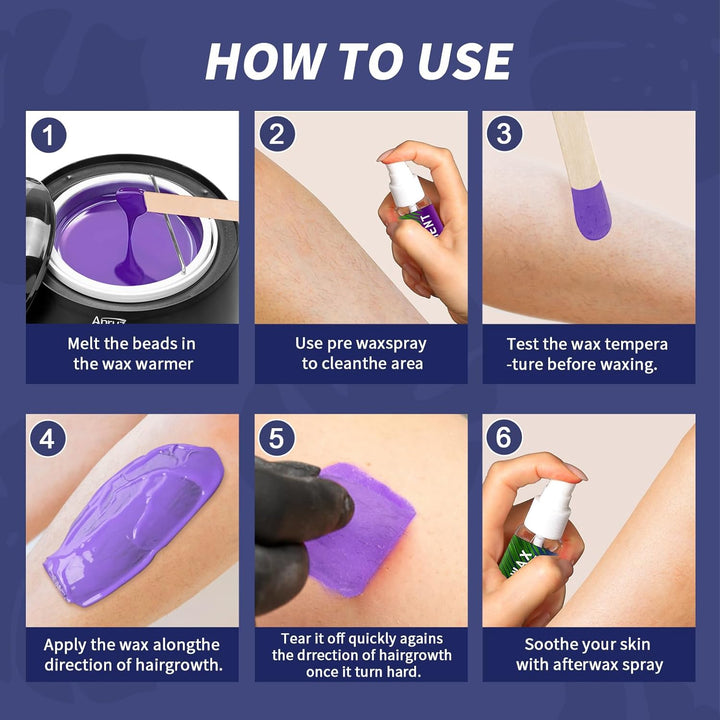 Waxing Kit, Wax Kit for Hair Removal, Wax Pot for Waxing Professional with Silicone Bowl,4 Bags Wax Beads and 20 Applicator Sticks, 2 Treatment Oils-At Home Wax Machine for Full Body Waxing