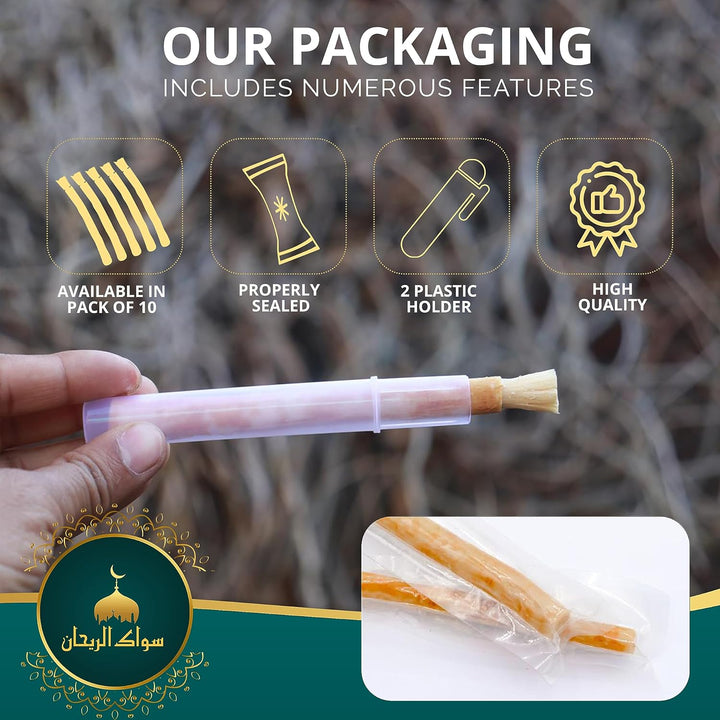 Miswak Wooden Tooth Brush - Original Siwak Arabian Traditional Toothbrush for Clean Healthy and White Teeth Cleaning Disinfecting Natural Toothbrush || Pack of 10…