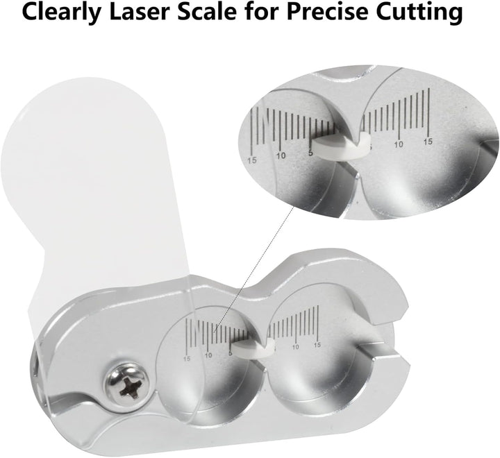 Pill Cutter for Small Pill, 1/2, 1/4, 1/8 Cutting, Metal Pill Cutter with Laser Scale& Transprent Lid, Silver