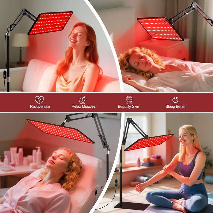 Red Light Therapy Lamp for Body Face - Tri-Wavelength (660Nm, 850Nm, 940Nm) Infrared Light Therapy Lamp Large Panel with Adjustable Stand, Protective Glasses for Home Use, Gift for Women Girls