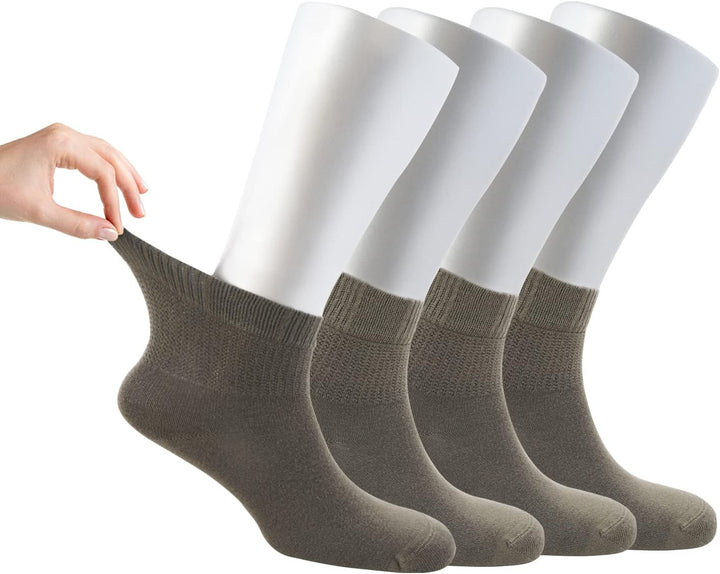 ® Women Loose Diabetic Socks | 4-Pack Neuropathy Ankle Socks for Ladies | Super Soft Eco-Friendly Bamboo Material | Durable with Seamless Toe | Multicolour Patterns | 4 Seasons