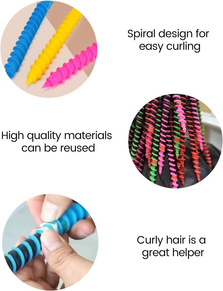 20-Pack Hair Curlers Spiral Perm Rods for Long and Short Hair, 15Cm Spiral Curly Heatless Hair Ties for Women, DIY Hair Styling Rollers for Natural Curls and Waves