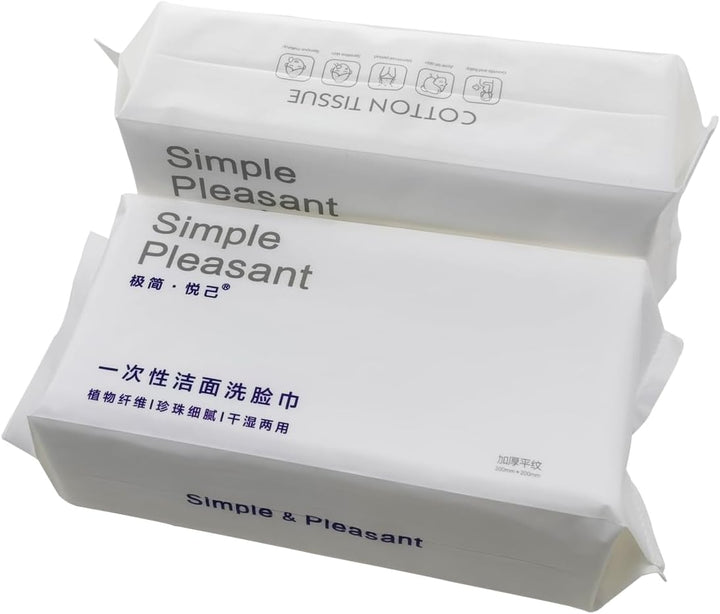 7.9X7.9Inch Cotton Wet/Dry Wipe; Soft Safe Non Allergenic Baby Care Towel Tissue, Absorbent Wipes for Washing Face Eye Makeup Remover & Nail Polish, Disposable Use (2Packs) (Green Package)