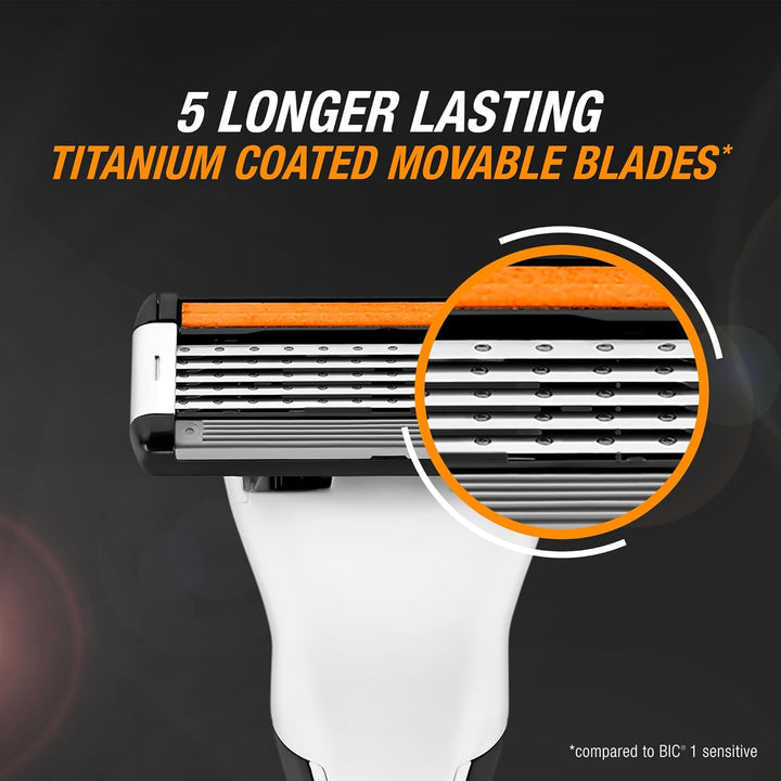 Hybrid 5 Flex Refillable Men'S Razor, 1 Weighted Handle and 10 Nano-Tech Titanium 5-Blade Refills with Precision Blade - Bundle of 1+10
