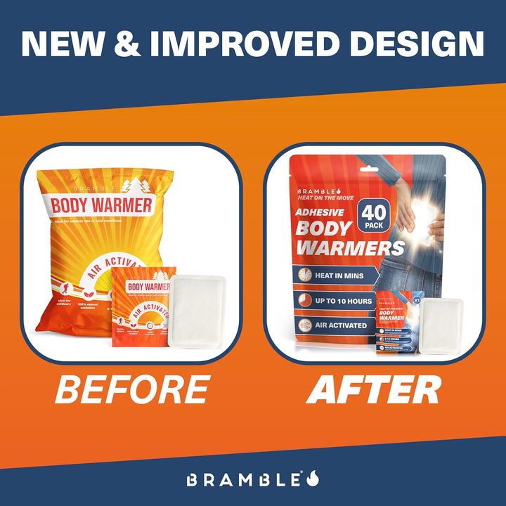 - Adhesive Body Warmers (40 Pack) - Ultra-Thin Stick-On Patches for Targeted Warmth - Air-Activated & Odour-Free - up to 10 Hours of Heat