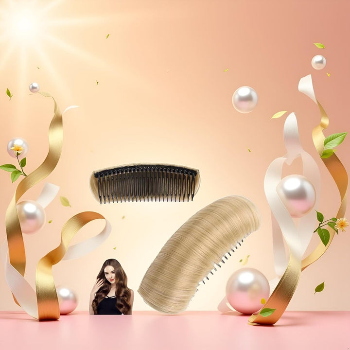 Gold Invisible Fluffy Hair Pad, Hair Bun Invisible False Hair Clip, Princess Styling Increased Hair Pad, Lightweight Comfortable Thickening Hairpin Hair Pad for Women Daily Hair Accessories