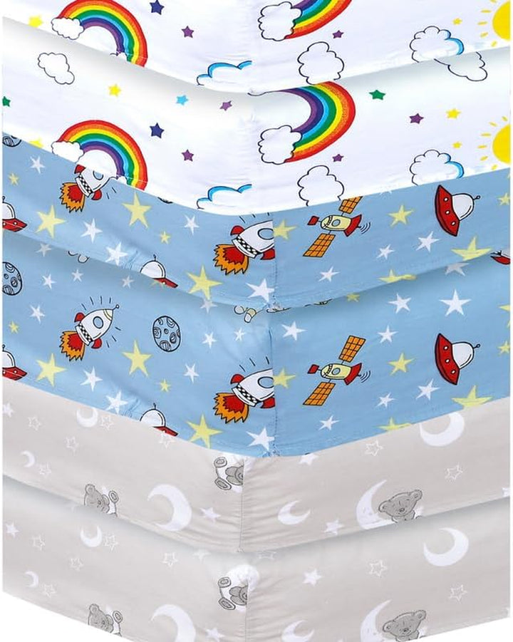 2 X Cot Bed Fitted Sheets, 60 X 120 Cm Easy Care Fine Quality Breathable Polycotton Cot Sheet (Sleeping Teddy-60 X 120Cm)