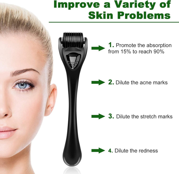 Derma Roller for Hair Growth| Microneedling Roller for Face Body Scalp| Derma Roller for Men & Women| Micro Needling Roller 540 Titanium Needle Home Use, Acne Marks, Cellulite Treatmment (0.5Mm)