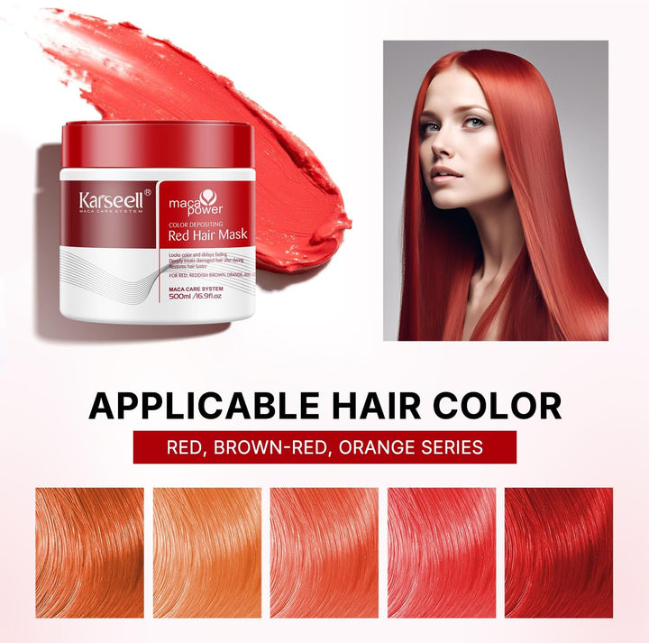 Red Hair Mask Colour Depositing Mask Colour Protect Conditioner, Repair and Enhance Red Tones for Color-Treated Hair 500Ml