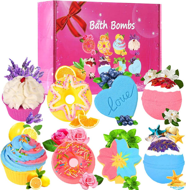 Bath Bombs, 8 Large Bath Bombs Set for Women.Organic Natural Handmade Aroma Pure Essential Oil Bubble Bath Balls.Fragrant Spa to Moisturize Dry Skin.Birthday, Mothers Day Present