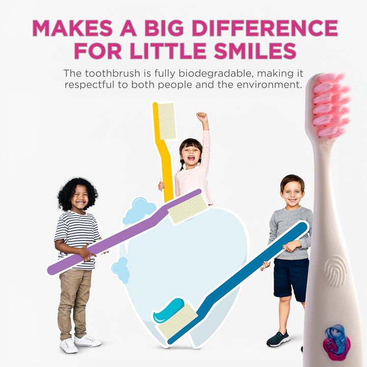 Bio Toothbrush - Eco-Friendly, Soft Bristles for Babies, Ergonomic Handle, Biodegradable Corn Cob Material (Jellyfish)