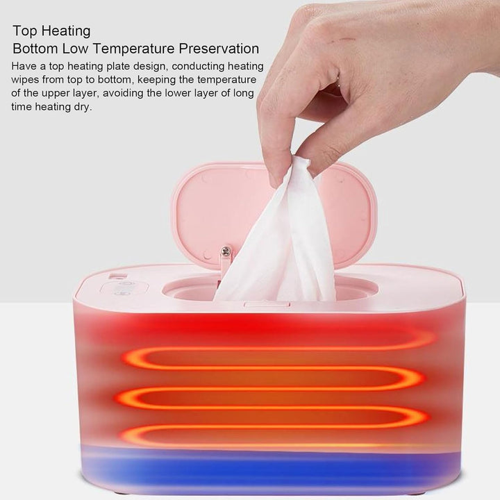 Baby Wipe Warmer,Wet Wipe Warmer,Constant Temperature Portable Wipe Heater Temperature Adjustment Warm Keeper Dispenser (Light Pink)