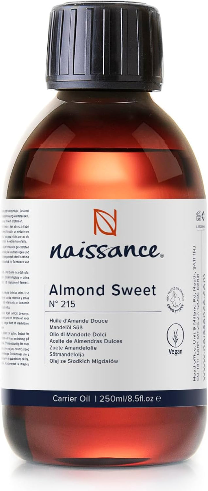 Sweet Almond Oil (No. 215) 1 Litre – for Skin, Hair, Massage, Nails, Cuticles, Ears, Face, Body, Stretch Marks - Natural Skin Care, Carrier Oil for Aromatherapy