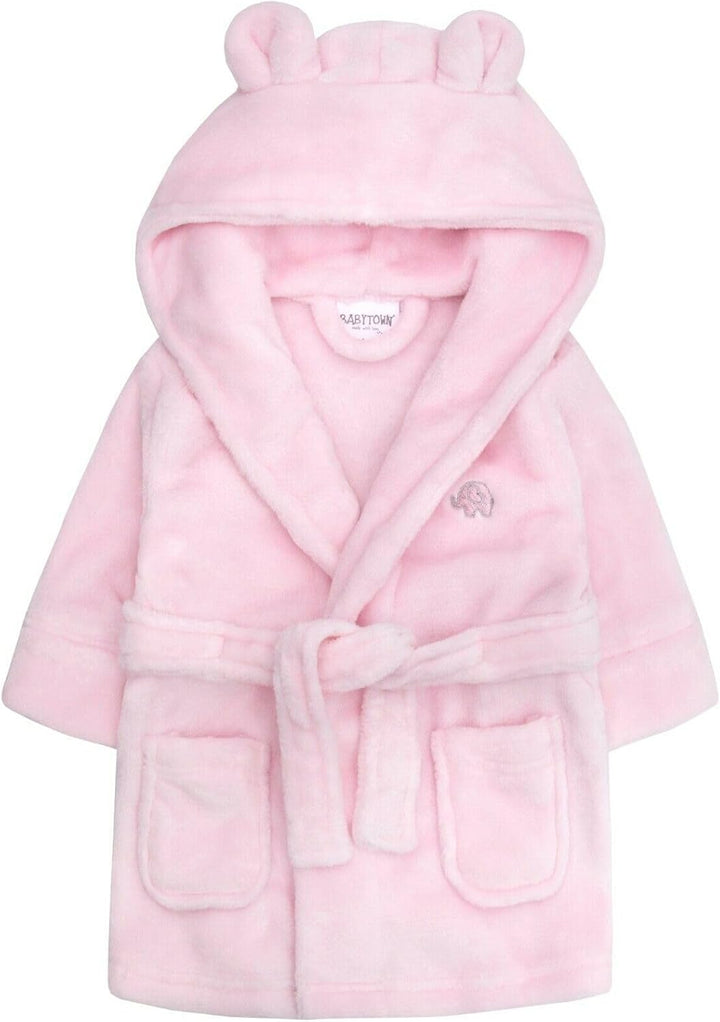 Baby Boys & Girls Unisex Dressing Gown (Ages 6-24 Months) Soft Plush Flannel Fleece Hooded Bath Robe