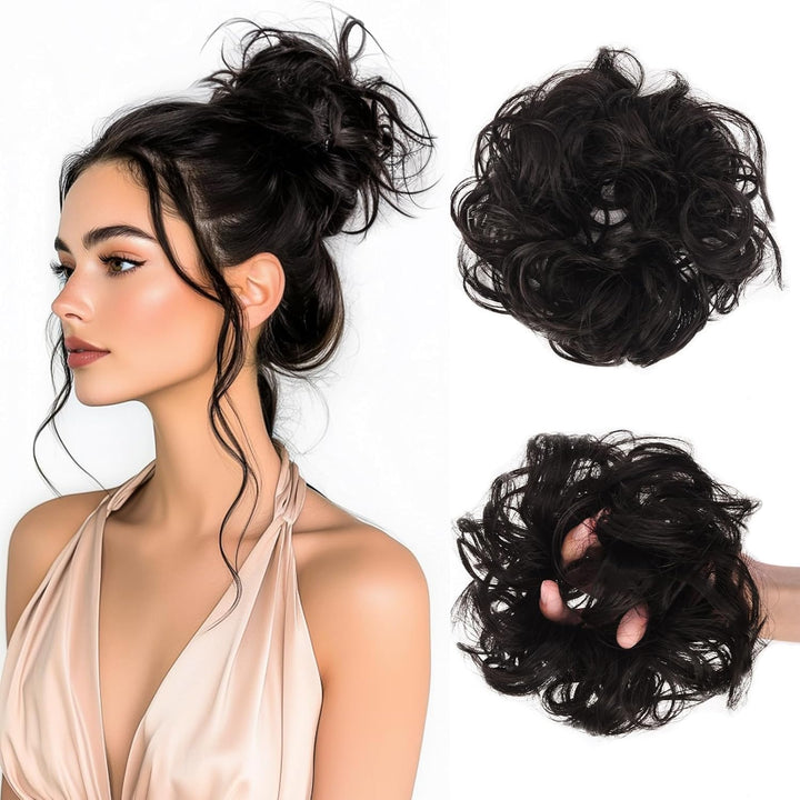 Messy Bun Hair Piece for Women,Curly Wavy Hair Scrunchies Bun Extensions Hairpieces,Synthetic Hair Chignons Accessories Updo for Girls(18/22#,35G)