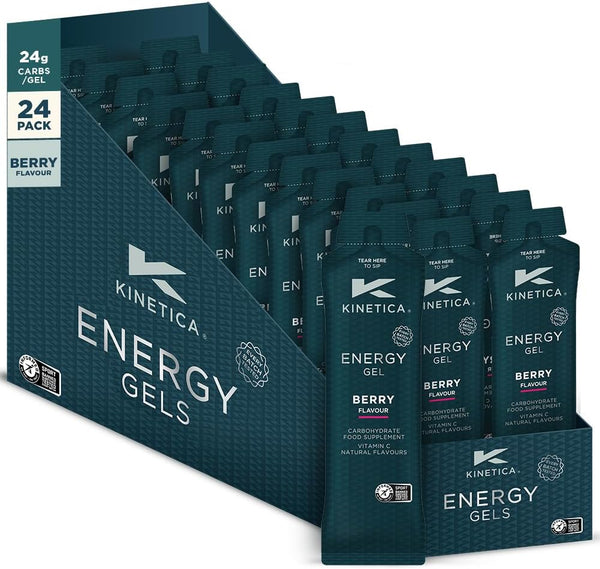 Sports Caffeine Free Quick Release Energy Gels - Berry Flavour | 24G Carbohydrates/Serve | 24 X 70G Pack | Vegan & Gluten-Free | Fast Acting Energy Source | Boost Energy & Easy to Digest