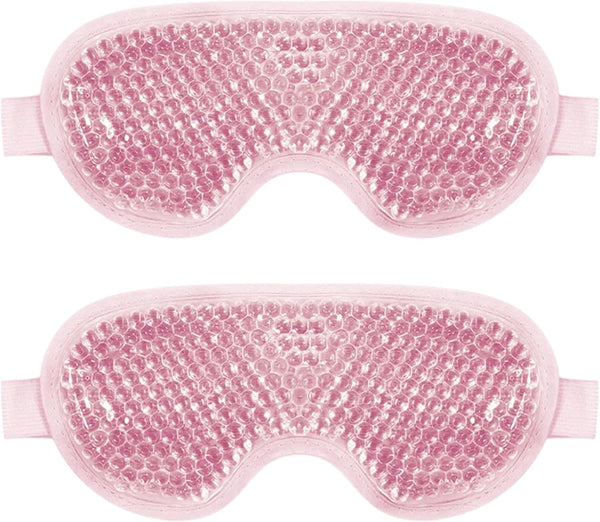 Cooling Eye Mask for Puffy Eyes, Reusable Hot Cold Therapy Gel Cold Eye Mask for Migraine, Headache, Dark Circles, Dry Swollen Eyes, Sinus Pain-Green (Pink 2Pcs)