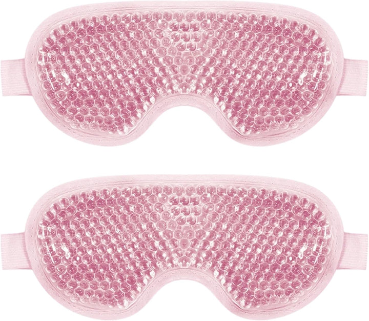 Cooling Eye Mask for Puffy Eyes, Reusable Hot Cold Therapy Gel Cold Eye Mask for Migraine, Headache, Dark Circles, Dry Swollen Eyes, Sinus Pain-Green (Pink 2Pcs)