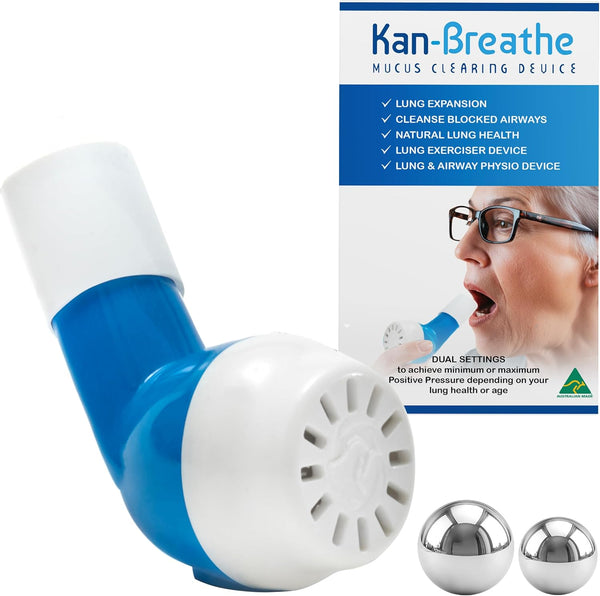 Natural Lung Exerciser & Mucus Removal Device - Naturally Clear Mucus from Airways & Improve Lung Capacity with This Opep Respiratory Breathing Exercise Device - Made in Australia – Blue