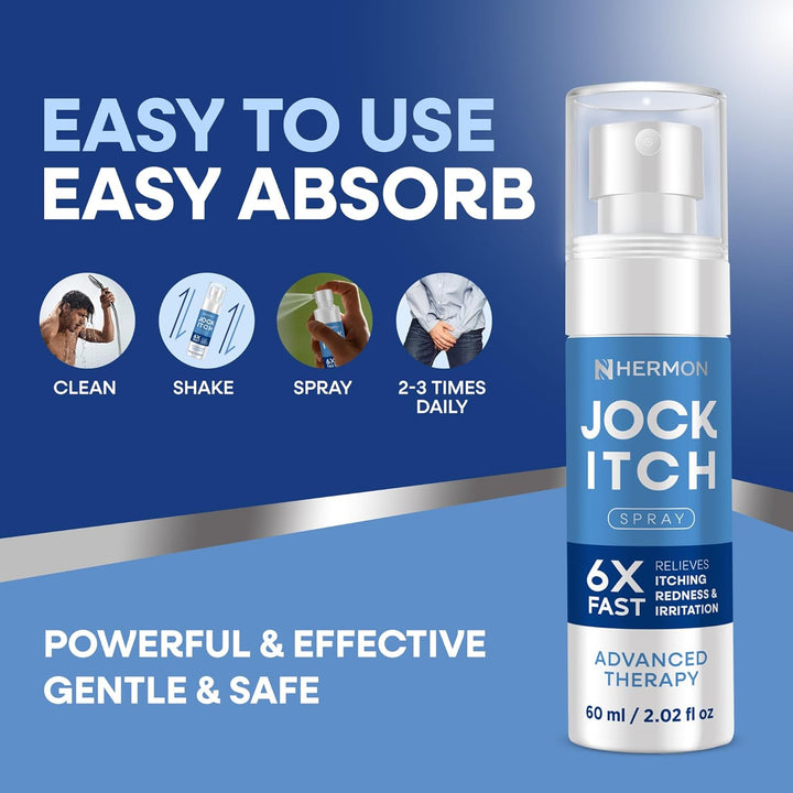 Jock Itch Spray for Men: Powerful Treatment for Jock Itch - Extra Strength Spray Liquid Provides Soothing - 2.02 Fl Oz (Pack of 1)
