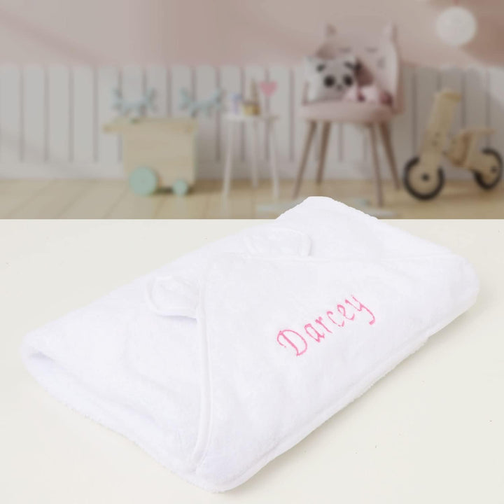 Personalised Newborn Baby Hooded Bath Towel - Soft, Cuddly, Highly Absorbent and Machine Washable Towel with Ears for Your New Baby Girl or Boy That Will Grow with Them, 75Cm X 75Cm