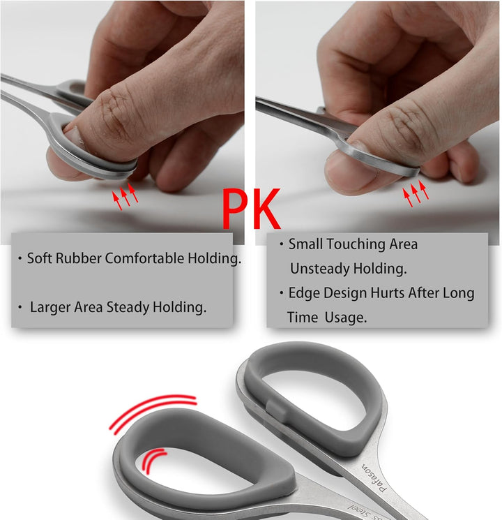 Ultra Sharp Beard Scissor Set, High Precision Straight Curved round Tip Mustache Facial Nose Hair Trimming Tool, Stainless Steel, Safety Case, Premium Leather Pouch