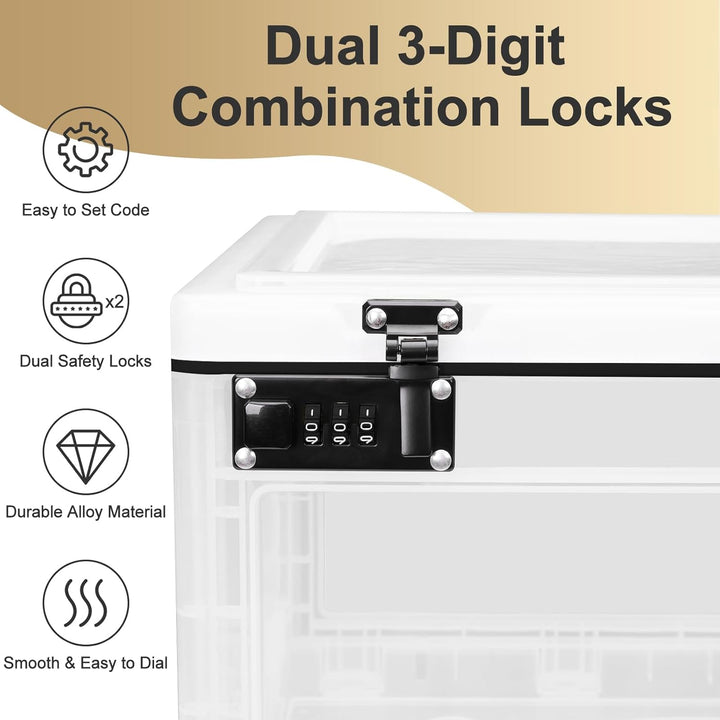 Large Lockable Storage Box, 24 Litre Combination Lock Box for Personal Items/Office Locker/School/Medicine/Snacks/Phone Jail/Electronic/Home