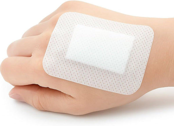 Adhesive Sterile Wound Dressings **Box of 25**- Suitable for Cuts and Grazes, Diabetic Leg Ulcers, Venous Leg Ulcers, Small Pressure Sores First Aid Plaster. (10Cm X 6Cm)