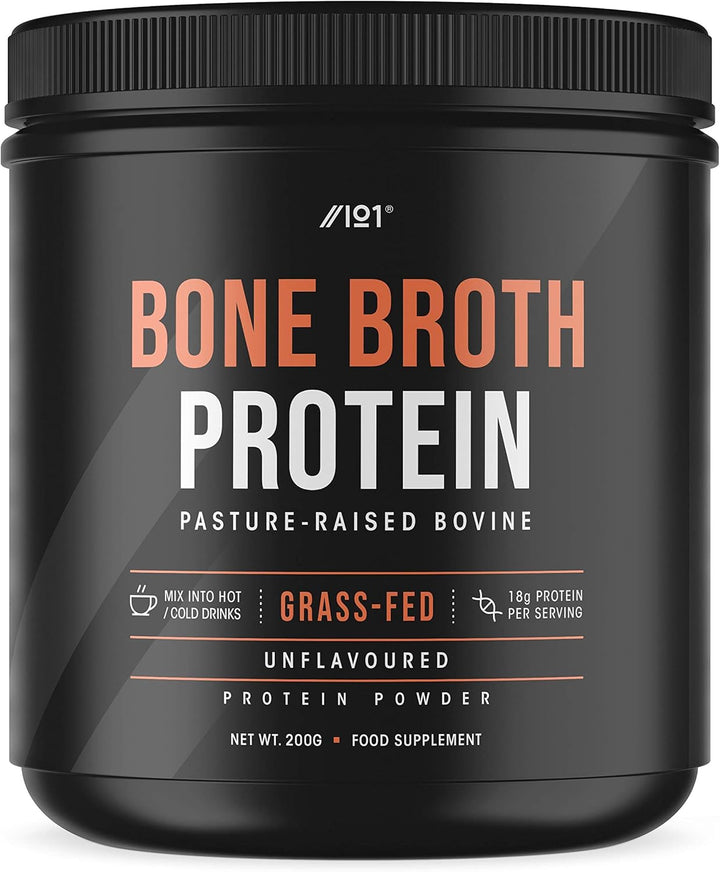Bone Broth Beef Protein Powder - 400G - Unflavoured - 100% Grass-Fed & Pasture Raised Beef (20 Day Supply) by