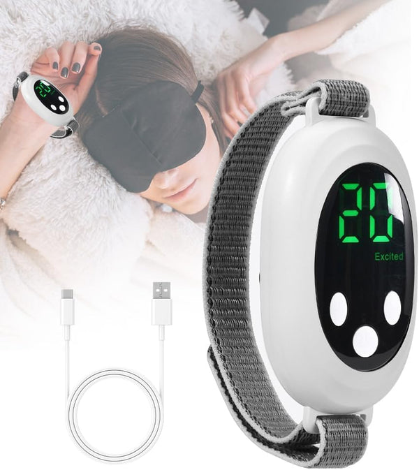 Sleep Aids for Adults, Calm Carry for Anxiety Sleep Aid Device, USB Charging Microcurrent Holding Sleep Instrument, Portable Sleep Aids for Adults with Comfortable Adjustable Strap(White)