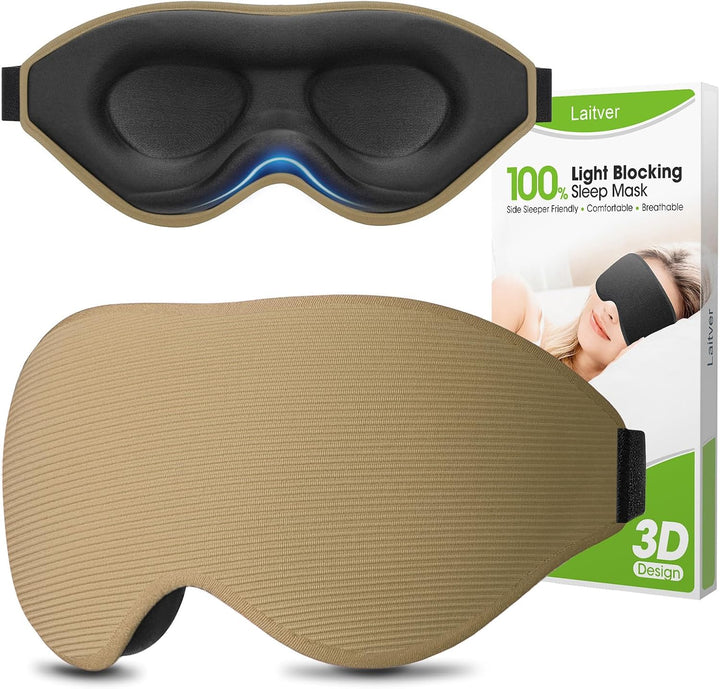 100% Blackout Sleep Mask for Women Men- Perfect Eye Sleeping Mask for Side Sleeper, Zero Eye Pressure, 3D Cutout Eyeball Movement Friendly, Ultra Soft & Comfortable Blindfold for Travel/Nap