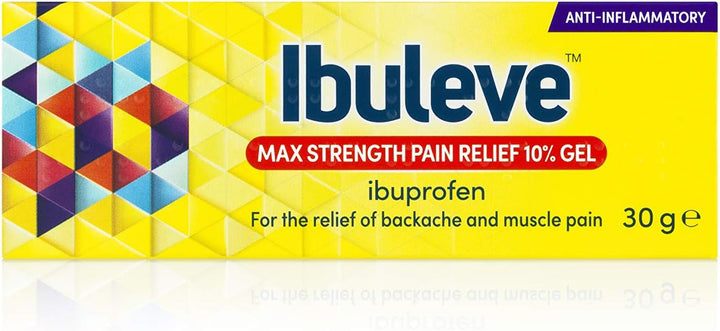 Max Strength Pain Relief 10% Ibuprofen Gel, Maximum Anti-Inflammatory Relief for Joint Pain, Sprains, Backache, Muscular Pains and Sports Injuries, 50 G