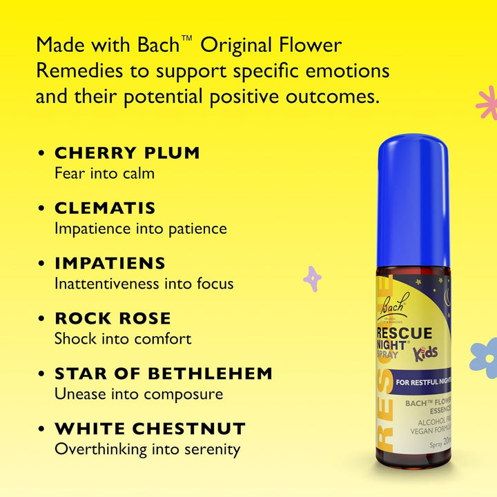 Kids Calm Nights Spray, Flower Essences, to Support Your Child and Promote a Calming Bedtime Routine, Alcohol Free, Spray onto Your Tongue